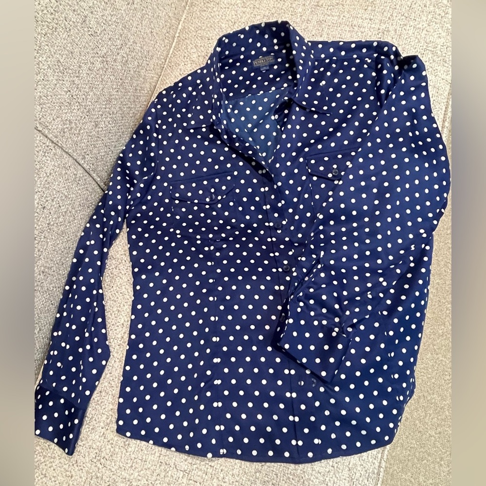 Pendleton Blue Polka Dot Button Down Shirt- Size … - image 1